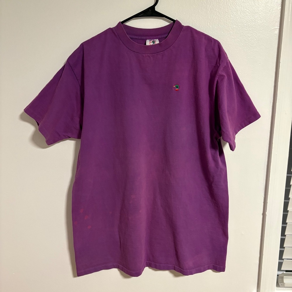 Vintage Duck Head T Shirt XL Purple Made in USA Embroidered Mallard Logo Cotton‎